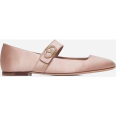 44 ½ Bailarinas Valentino Garavani VLogo Locker Satin Ballet Flats - Rose Cannelle