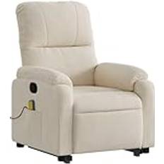 Massagefåtölj med uppresningshjälp beige mikrofibertyg