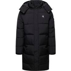 Homme - Long Manteaux Calvin Klein Quilted Nylon Coat in Crinkled Look with Hood - Black