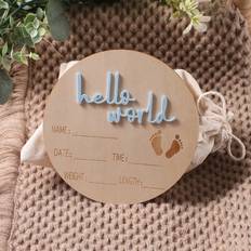 Baby Shower Cards & Invitations Shein Baby Birth Announcement Wood Discs Baby Girl Boy Acrylic Letter Graphic Monthly Milestones Cards Hello World Newborn Sign