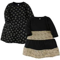 Hudson Baby Infant Toddler Girl Cotton Dresses - Leopard Gold Heart