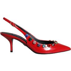 Multifargete Pumps Dolce & Gabbana Krystall Slingback Hæler Red