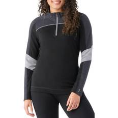 Black Base Layer Tops Smartwool Classic Thermal Merino 1/4 Zip Baselayer Top - Black/Charcoal Heather