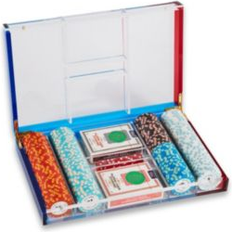 Board Games Bey-Berk Poker Set with 200, 11.5 gram Clay Composite Chips, Two Decks of Playing Cards 5 Poker Dice in "Carbon Fiber" storage Case and Chrome Plated Multi color