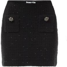 Short Skirts - Women Self-Portrait Textured Knit Mini Skirt - Black