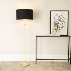 Lighting ValueLights Maggie Brushed Gold 6W with Black & Gold Shade Floor Lamp