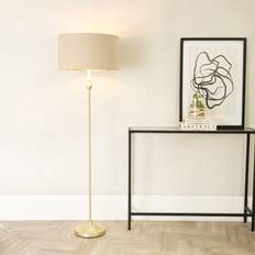 Lighting ValueLights Maggie Gold 6W with Beige & Gold Shade Floor Lamp