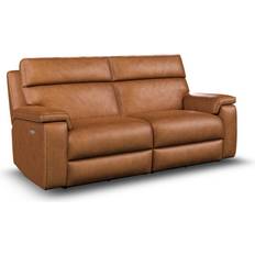 Oak Furnitureland Cognac Leather 3 Seater Electric Recliner Sofa