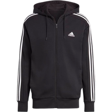 Adidas Essentials French Terry 3 Stripes Full Zip Hoodie - Black/White