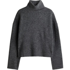 H&M Oversized Polo Neck Jumper - Dark Grey Marl