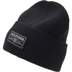 Tommy Hilfiger Huer Tommy Hilfiger Monotype Rib-Knit Wool Beanie - Space Blue