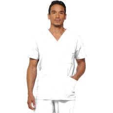 Dickies mens Big & Tall V-neck Double Chest Pocket Top medical scrubs shirts, White, Big