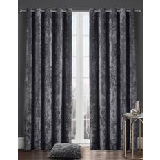 Kampala hill Crushed Velvet Curtains 90 x 90 in - Charcoal Black