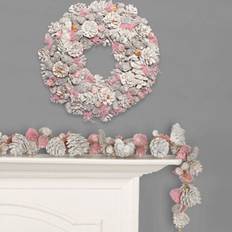 Pink Decorations Christmas Wreath 39 cm with Garland - One Size Decoration