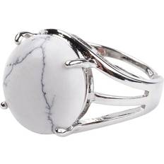 White Rings Wire Wrapped Tree of Life Ring - Silver/White