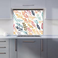 Splash Guards Colouful Sping Leaves Kitchen Splashback W600mm x H600mm - Orange Splash Guard 60cm