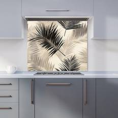 Splash Guards Black And White Tropical Palm Leaves Splashback W900mm x H750mm Splash Guard