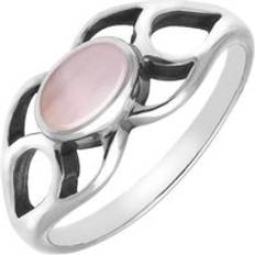 Pink Rings C. W. Sellors Mother of Pearl Oval Lattice Ring - Silver