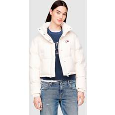 6XL - Vrouw Jassen Tommy Jeans Puffer Jack Met Logo Op De Achterkant - Gebroken Wit