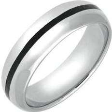 Jewellery C. W. Sellors Sterling Silver Whitby Jet Wedding Band Ring - Silver