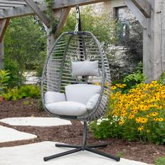 Massad Nest Hanging Chair with Stand 62cm H x 126cm W x 126cm L - Grey