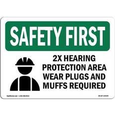 Multicoloured Workplace Signs SignMission OSHA Safety First Sign 2X Hearing Protection