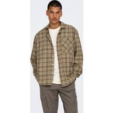 Man - Natuurlijk Overhemden Only & Sons Onsarcher Overhemd Beige/Lichtbruin/Donkerbruin/Wit