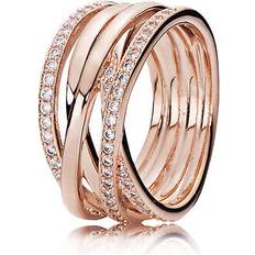 Pandora Transparent Rings Pandora Sparkling & Polished Lines Ring - 14k Rose Gold Plating