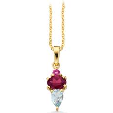 Topas Halskæder Scrouples Halskæde Pink/Blå Topas + Rhodolit 8 kt.