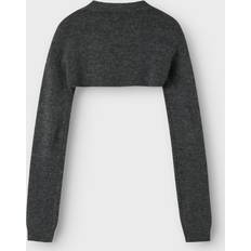 134/140 Bluser & Tunikaer Børnetøj Name It LMTD Girls Strik NLF Lodet Shrug - Dark Grey Melange