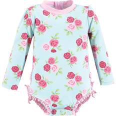 Babies Bathing Suits Hudson Baby Rashguard Toddler Swimsuit - Mint Pink Roses