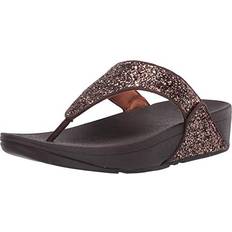 Fitflop Lulu Glitter Synthetic Women's Toe Post Sandals - Chocolate Metallic