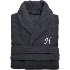 Sleepwear Turkish Cotton Personalized Unisex Herringbone Bath Robe - Dark Gray