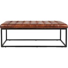 Leathers Benches Jofran Global Archive Genuine Distressed Sienna Dark Brown Storage Bench 50x17.5"