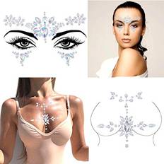 Lichaamsmake-up Blindery Strass Gezichtsedelstenen Zeemeermin Kruis Borst Edelsteen Kristallen Ogen Gezichtsstickers - Feest