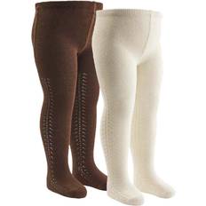 Randiga Strumpbyxor Barnkläder Müsli Lace Stockings 2-pack - Bark/Balsam Cream