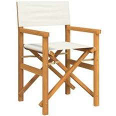 Wood Garden Chairs vidaXL Folding Director's Chair - Cream Solid Wood Teak