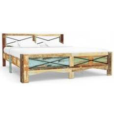 Multicoloured Bed Frames BERKFIELD HOME Bed Frame Solid Reclaimed Wood 140 x 200 cm