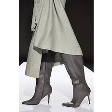 Grey High Boots Faith Runway Stiletto Knee Boots - Grey