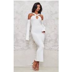 PrettyLittleThing Soft Knit Strappy Cut Out Maxi Dress - Cream