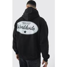 boohooMAN Mens Oversize Worldwide Western Hoodie - Schwarz