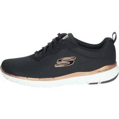 Skechers Flex Appeal 3.0 First Insight Trainers - Black Mesh Rose Gold Trim