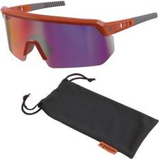 Orange Eye Protections Ergodyne Skullerz AEGIR-MI Half Frame Safety Glasses, Purple Mirror Lens, Orange Frame