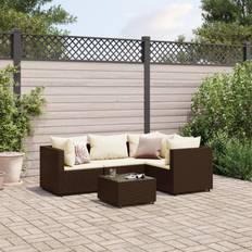 Rotin Synthétique Ensembles de Salon d'Extérieur vidaXL Garten-Lounge-Set 5-tlg mit Kissen - Braun Poly Rattan Lounge-Set