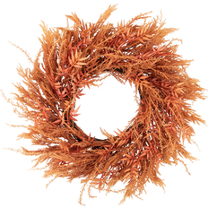 Pink Artificial Plants Northlight Peachy Pampas Grass Fall Harvest Wreath 24-Inch - Pink Artificial Plant