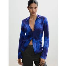 Stof - Vrouw Overhemden Mango Lucia Blouse - Marine/Royal Blue/Koningsblauw