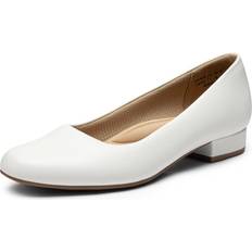 Dream Pairs Women's Chunky Closed Toe Heels - White