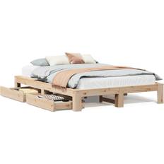 vidaXL King Size Bed Frame 150 x 200 cm - Pine