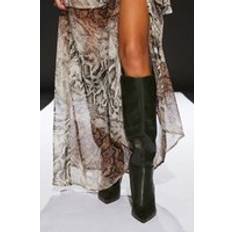 Green High Boots Runway Stiletto Knee Boots - Dark Green