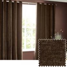 Brown Curtains Yard Heavy Chenille Room Darkening Eyelet Curtains 168 x 137 cm